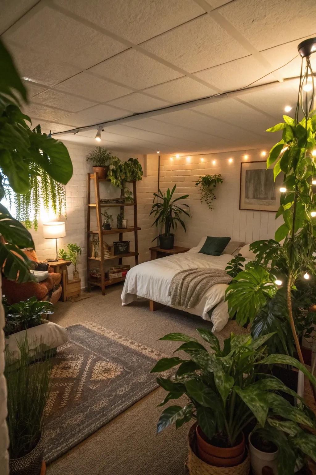 Indoor flora brings vitality to your basement.