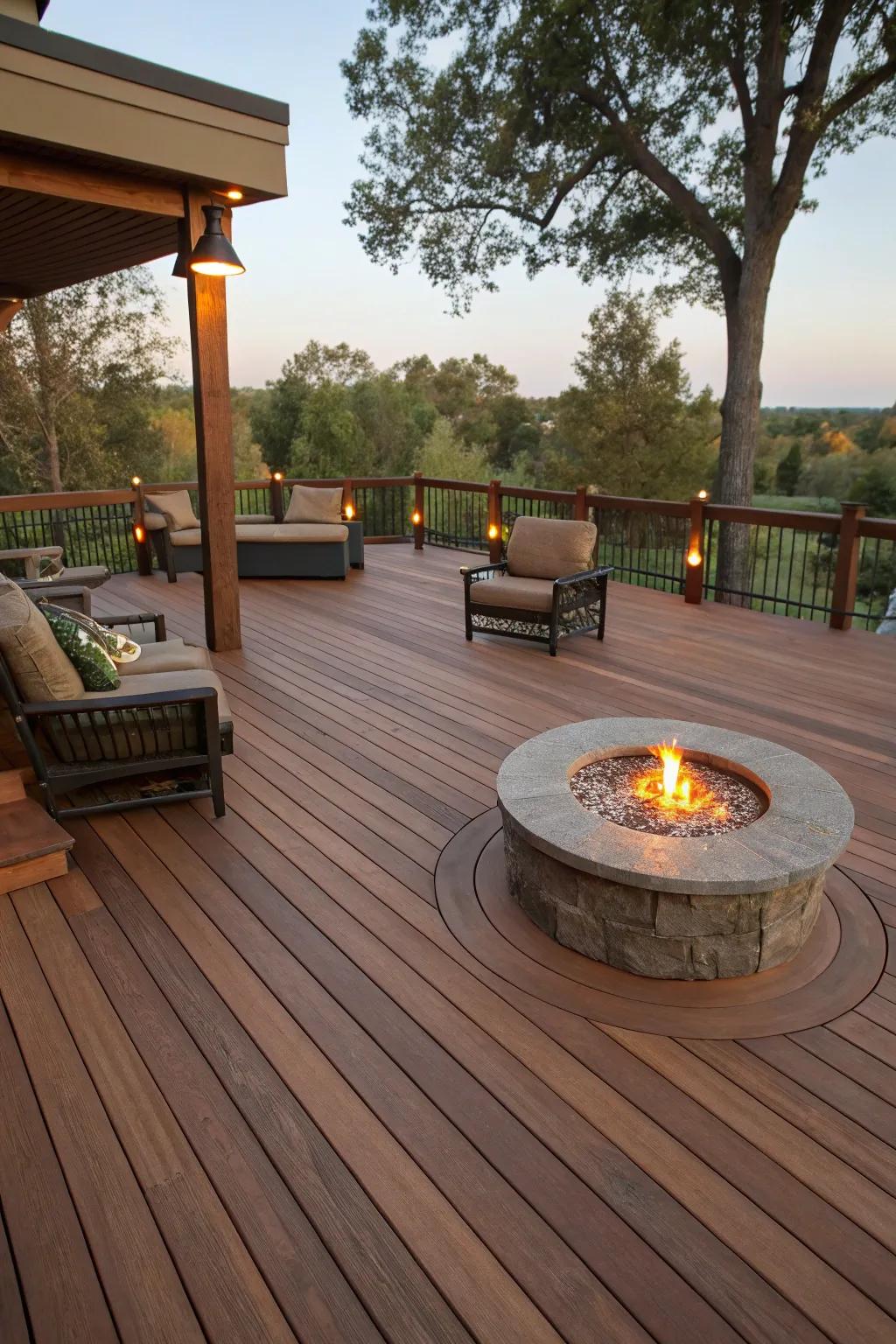 A bonfire space transforms your deck into a cozy sanctuary.