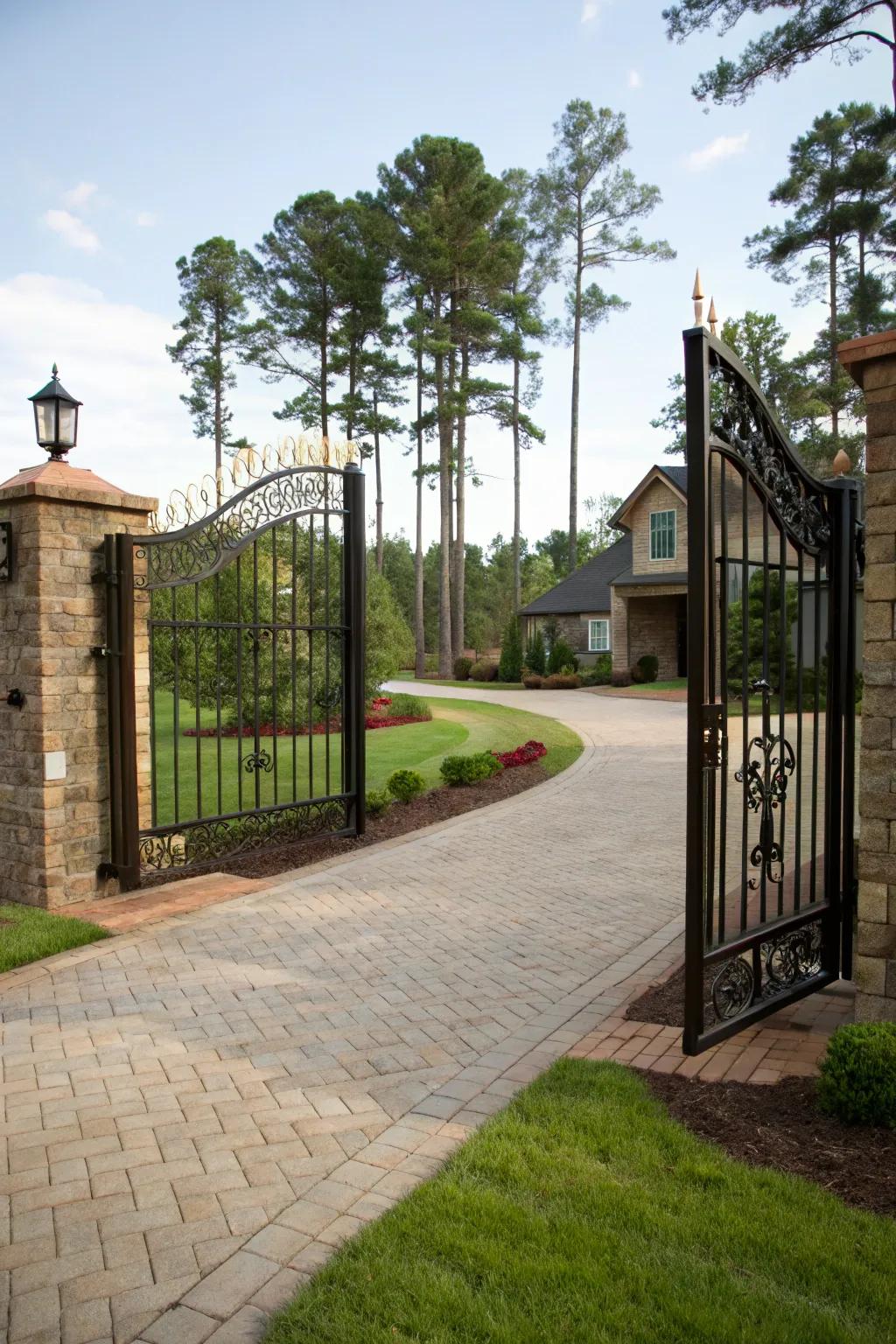 A grand two-part iron entrance that looks stylish at the entry.