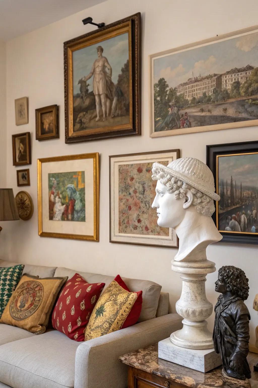 Eclectic wall art adds personality to any space.