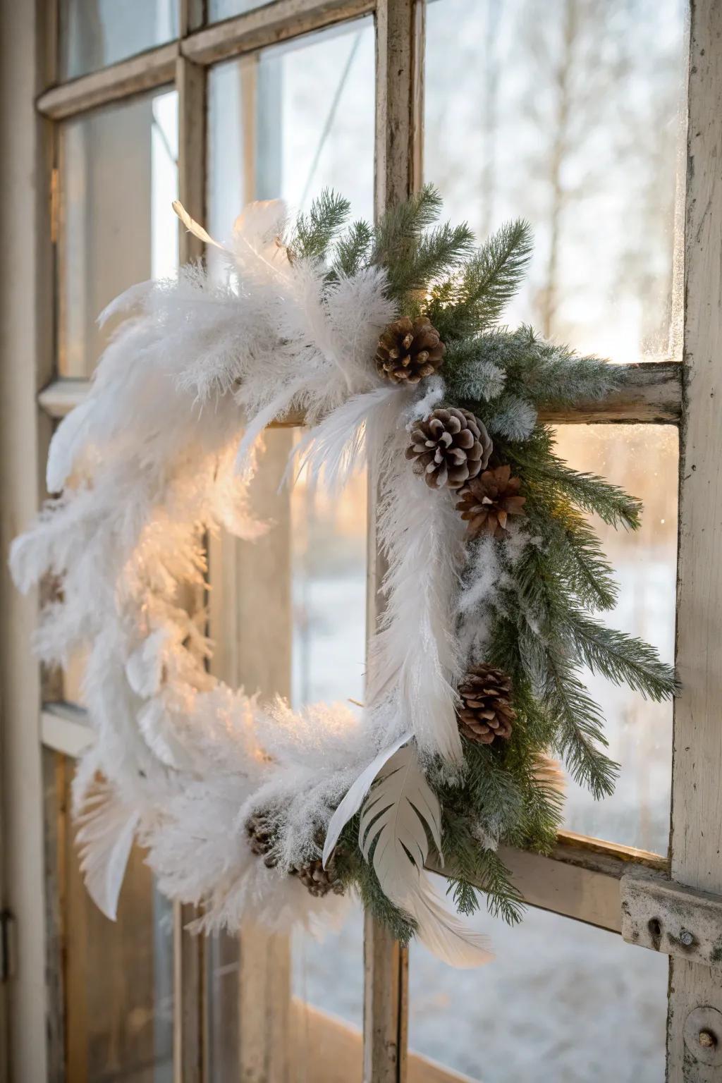 Down infuses a whimsical and airy sensation into winter garland designs.