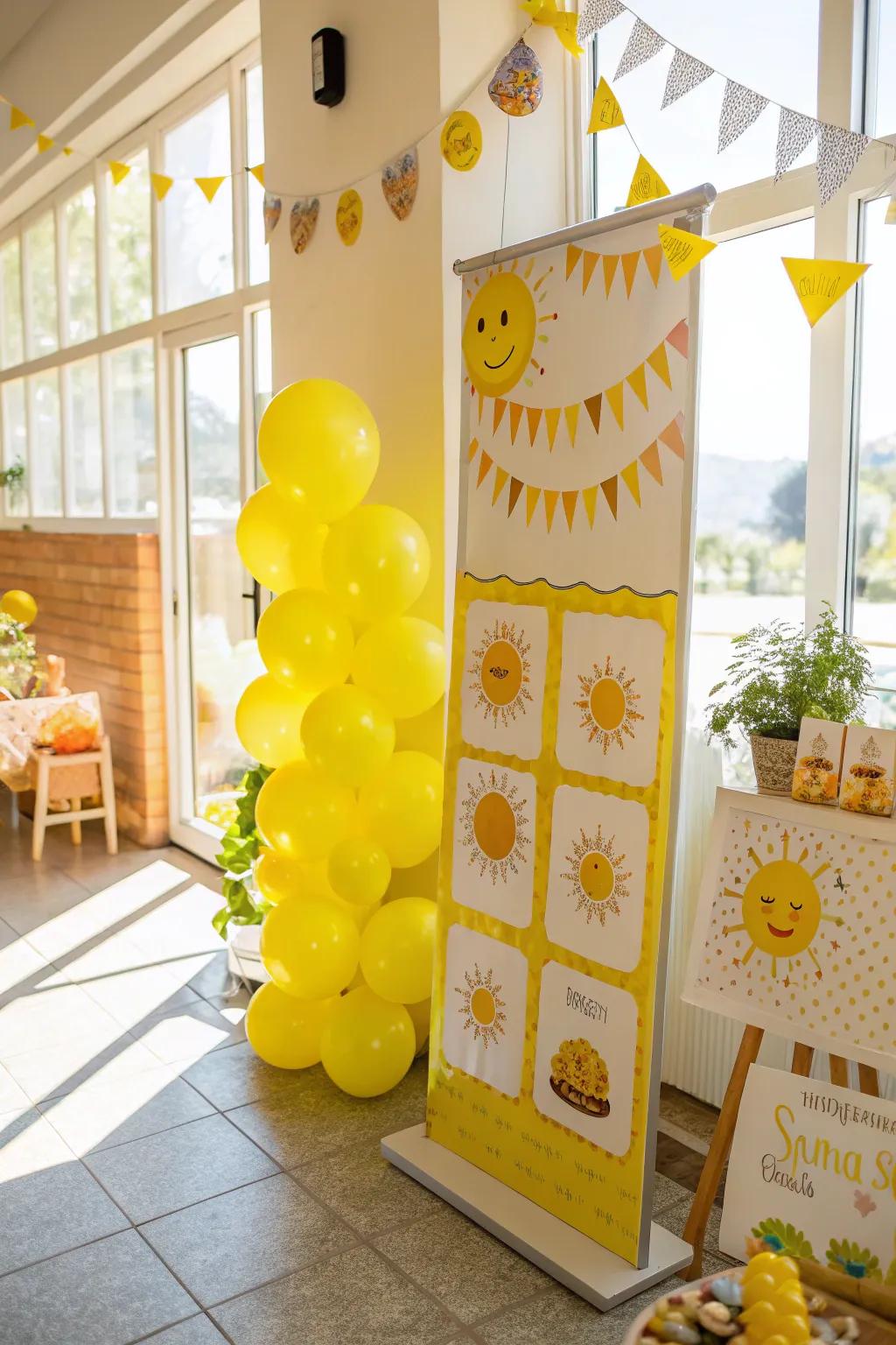 A cheerful sunshine-themed birthday board that brightens up July.