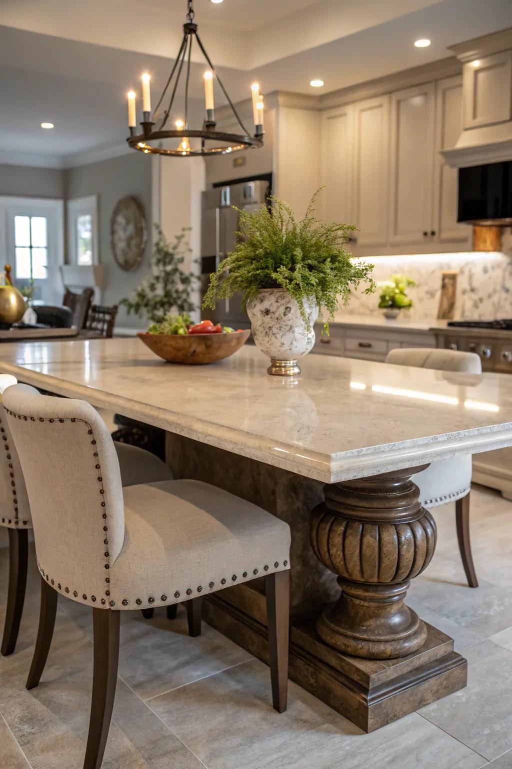 Natural stone adds timeless appeal to a central island.