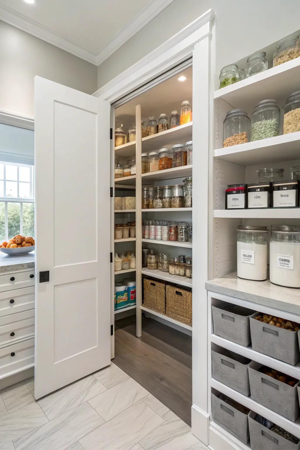 Pocket doors offer a sleek, space-saving solution.