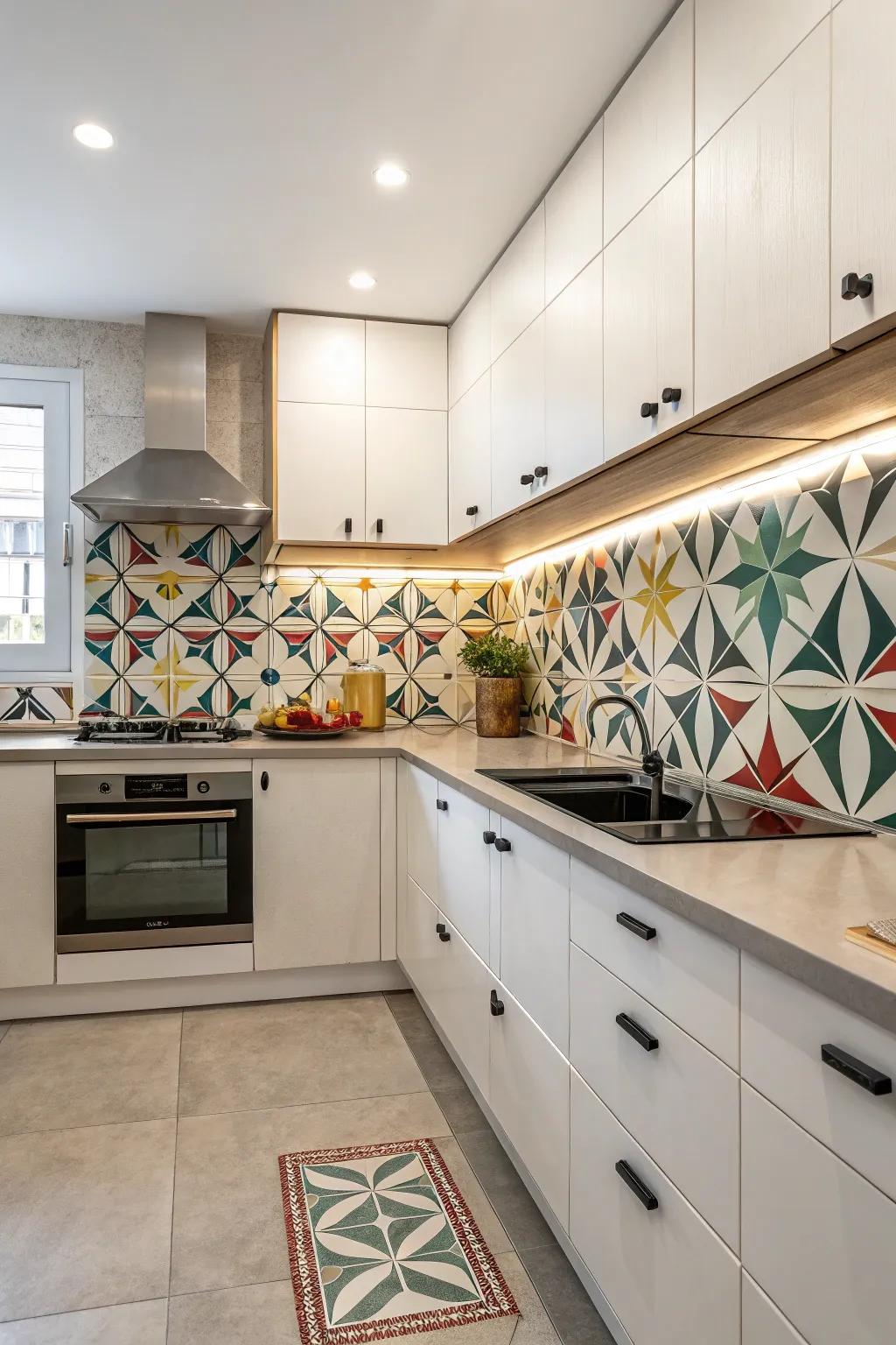 Geometric designs bring a contemporary architectural charm to your kitchen.