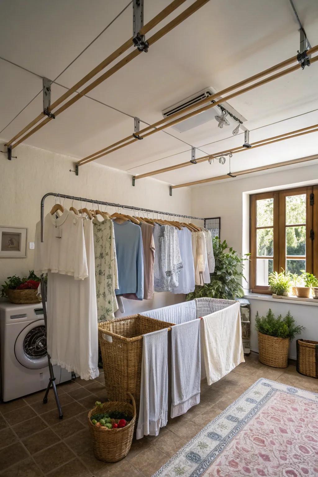 Optimize area using ceiling-mounted drying solutions.