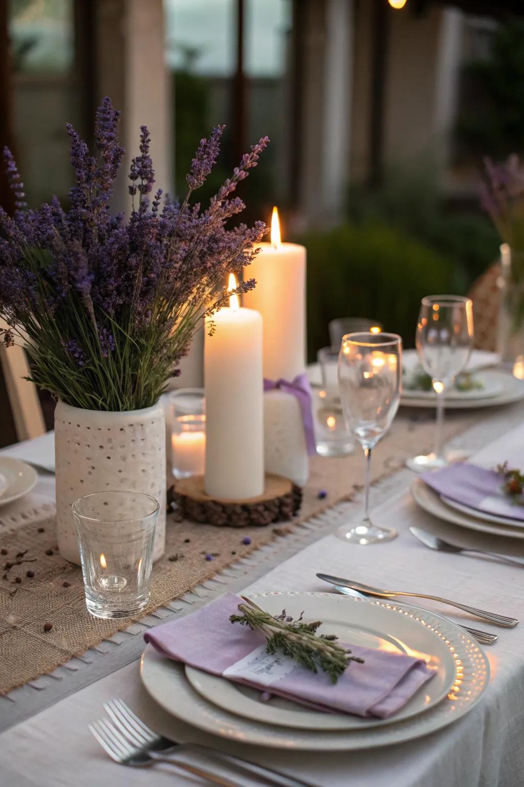 Elegance taken to the next level with a lavender centerpiece.