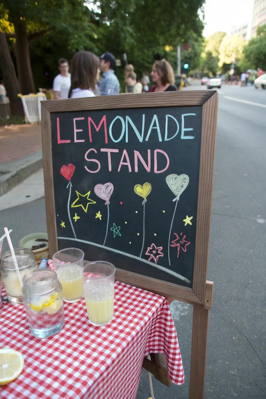 Interactive chalk artwork engages clients creatively.