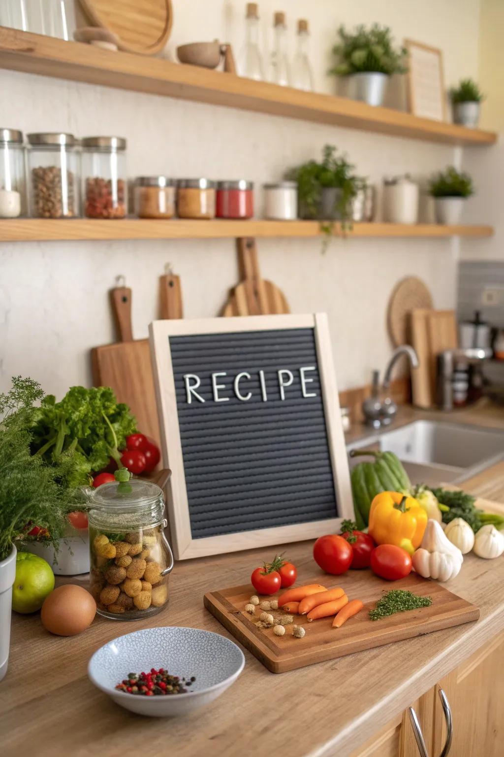 Get inspired to cook with a weekly recipe displayed on your message board.
