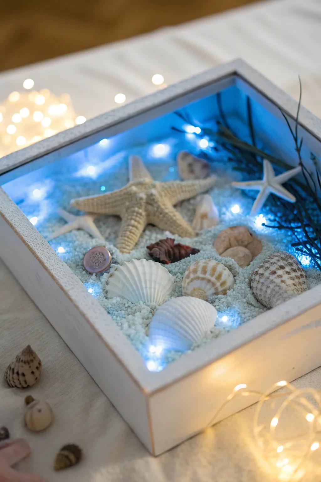A refreshing seaside Christmas shadow box