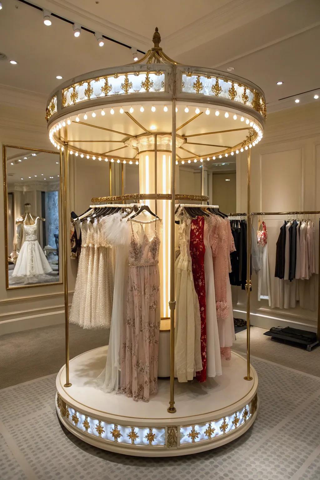 A lingerie carousel delivers accessibility and a touch of luxury.