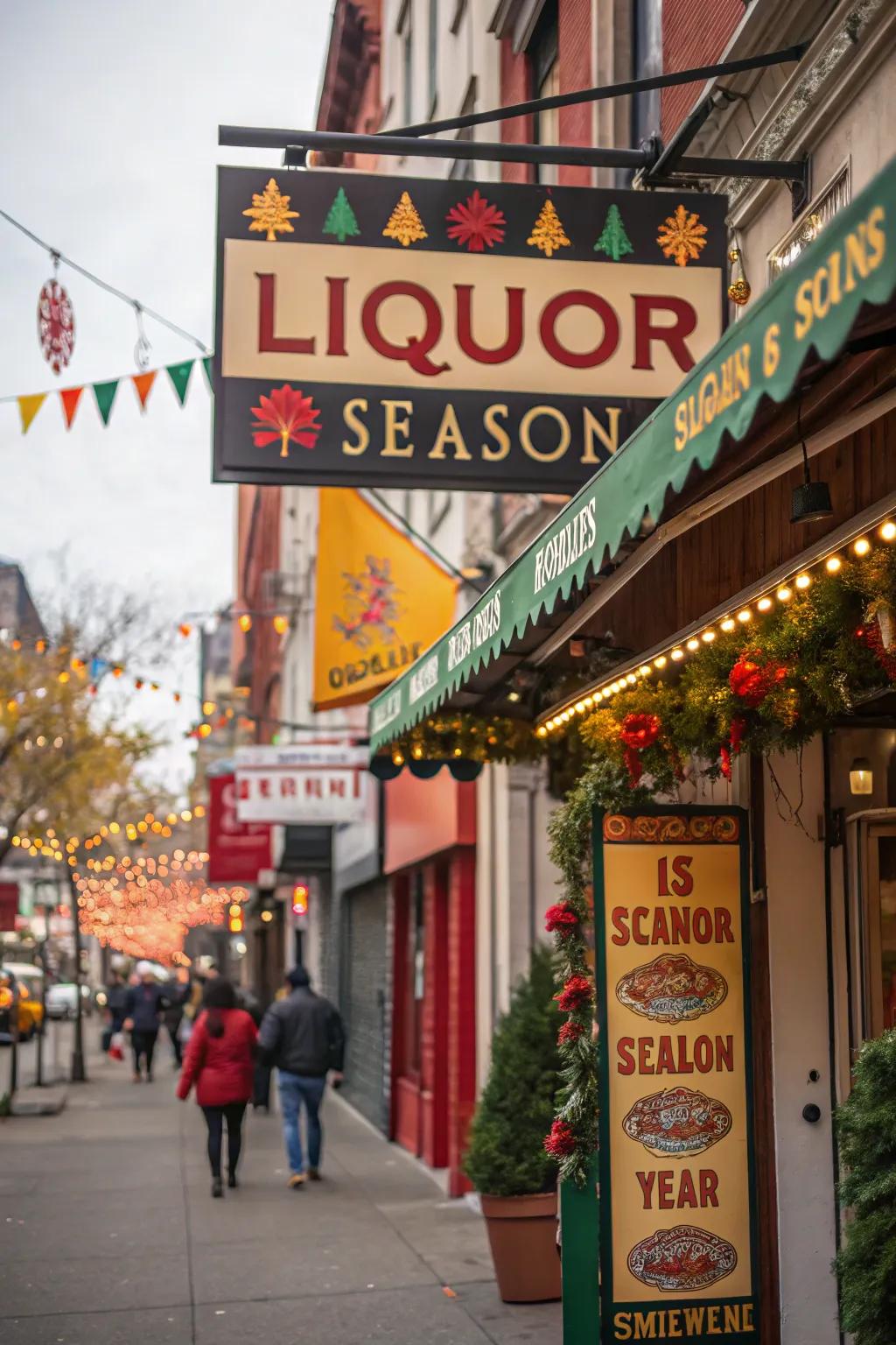 The sign takes on festive spirit via themes of the season.