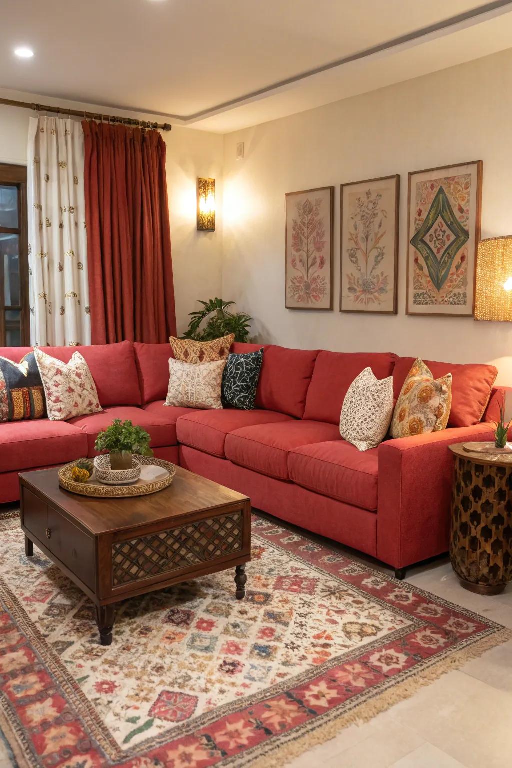 A bold color story makes your sectional a focal point.