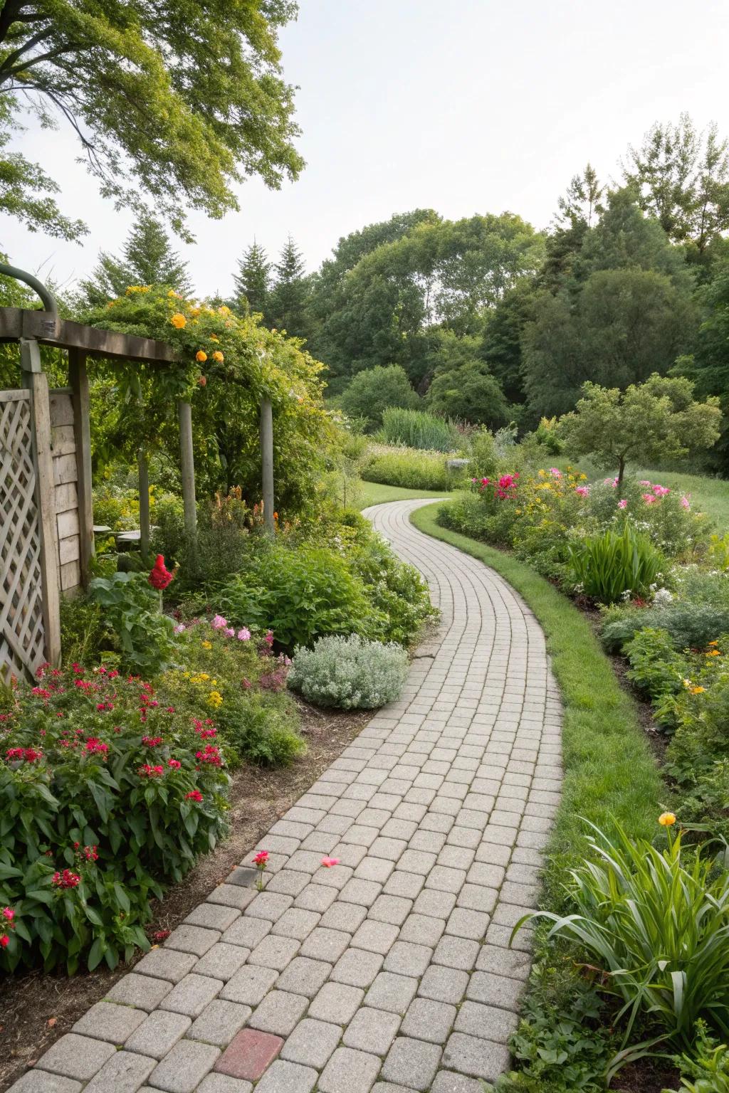 Drainage blocks add eco-friendly beauty to garden pathways.