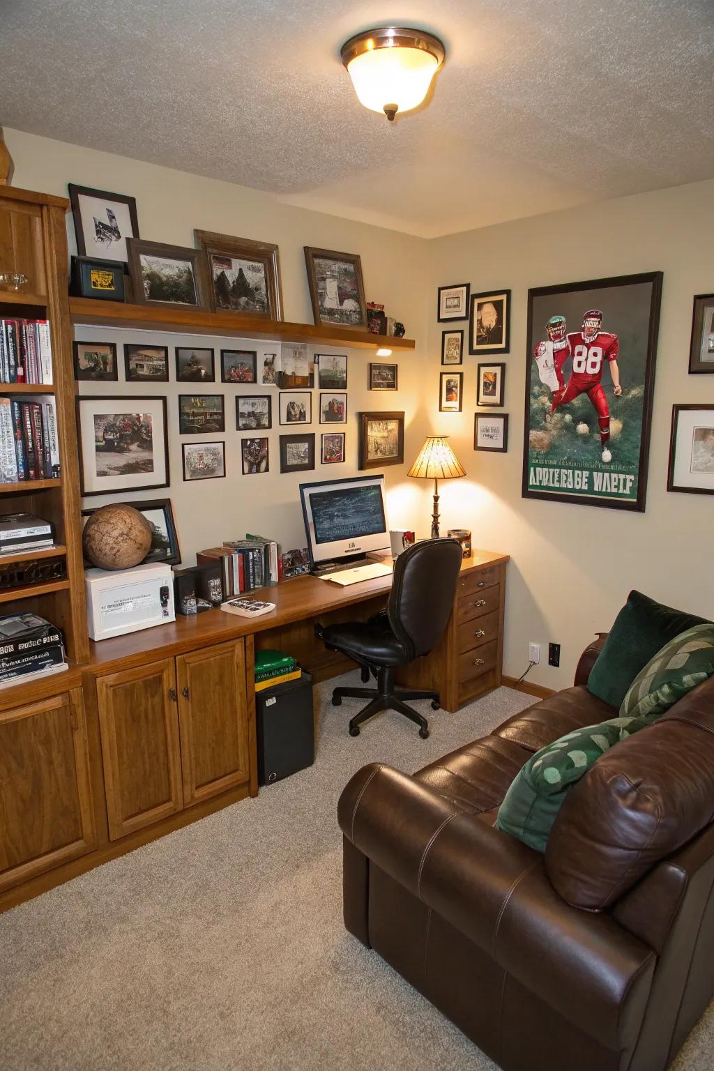 A small fridge adds convenience and a hint of luxury.