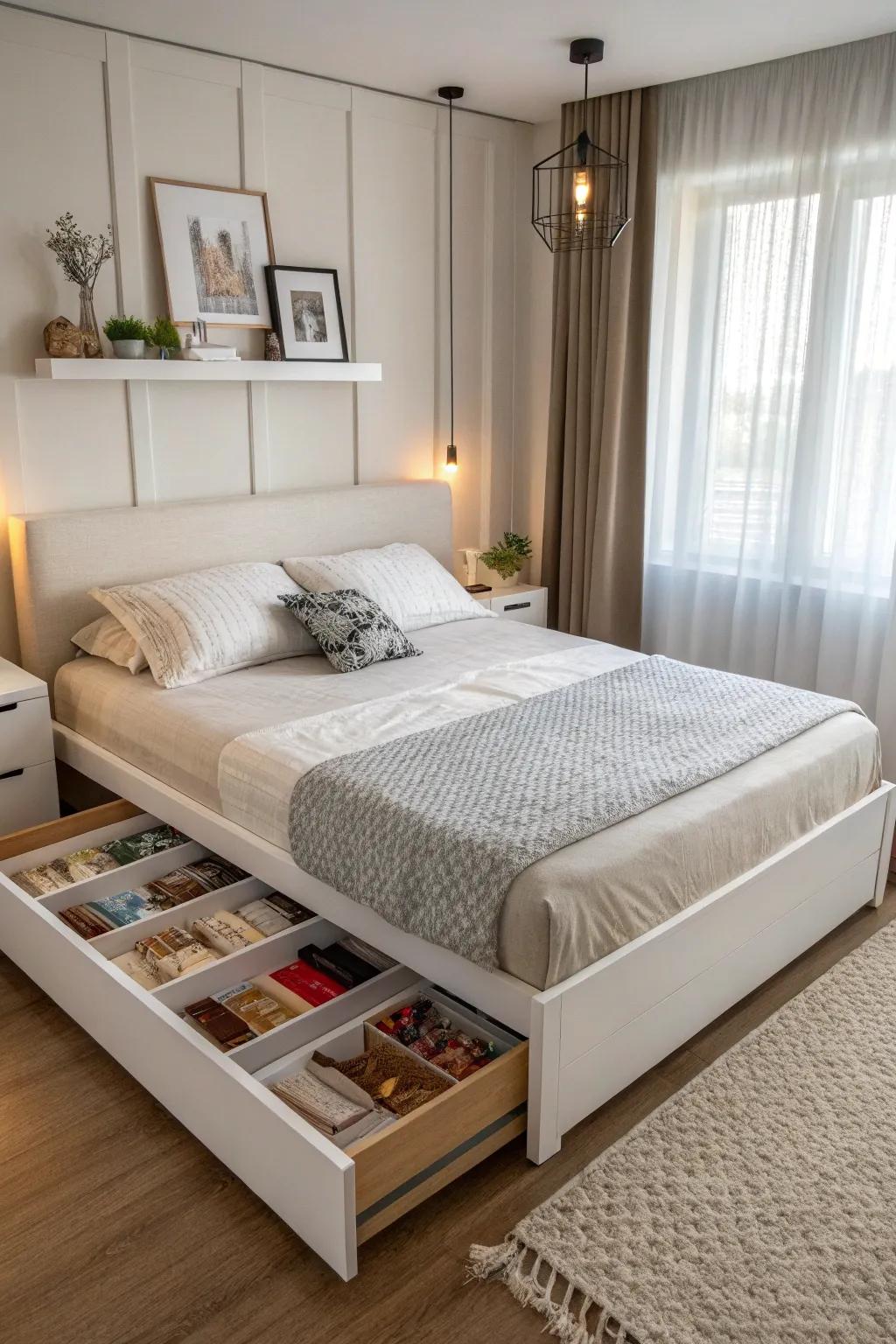 Area-conserving furnishings maximizes practicality and flair.