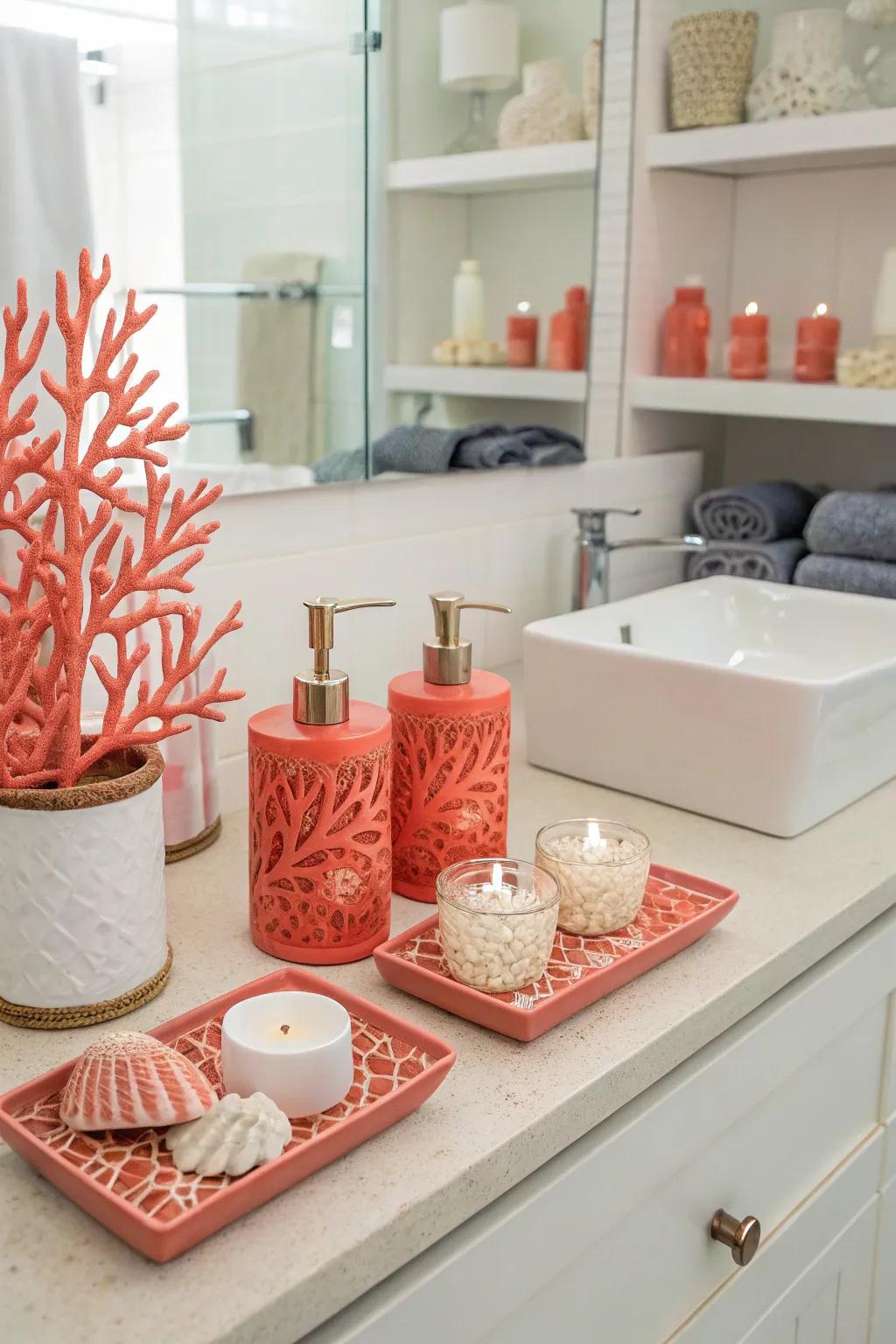 Coral details contribute dimension and texture to a mermaid bathing area.