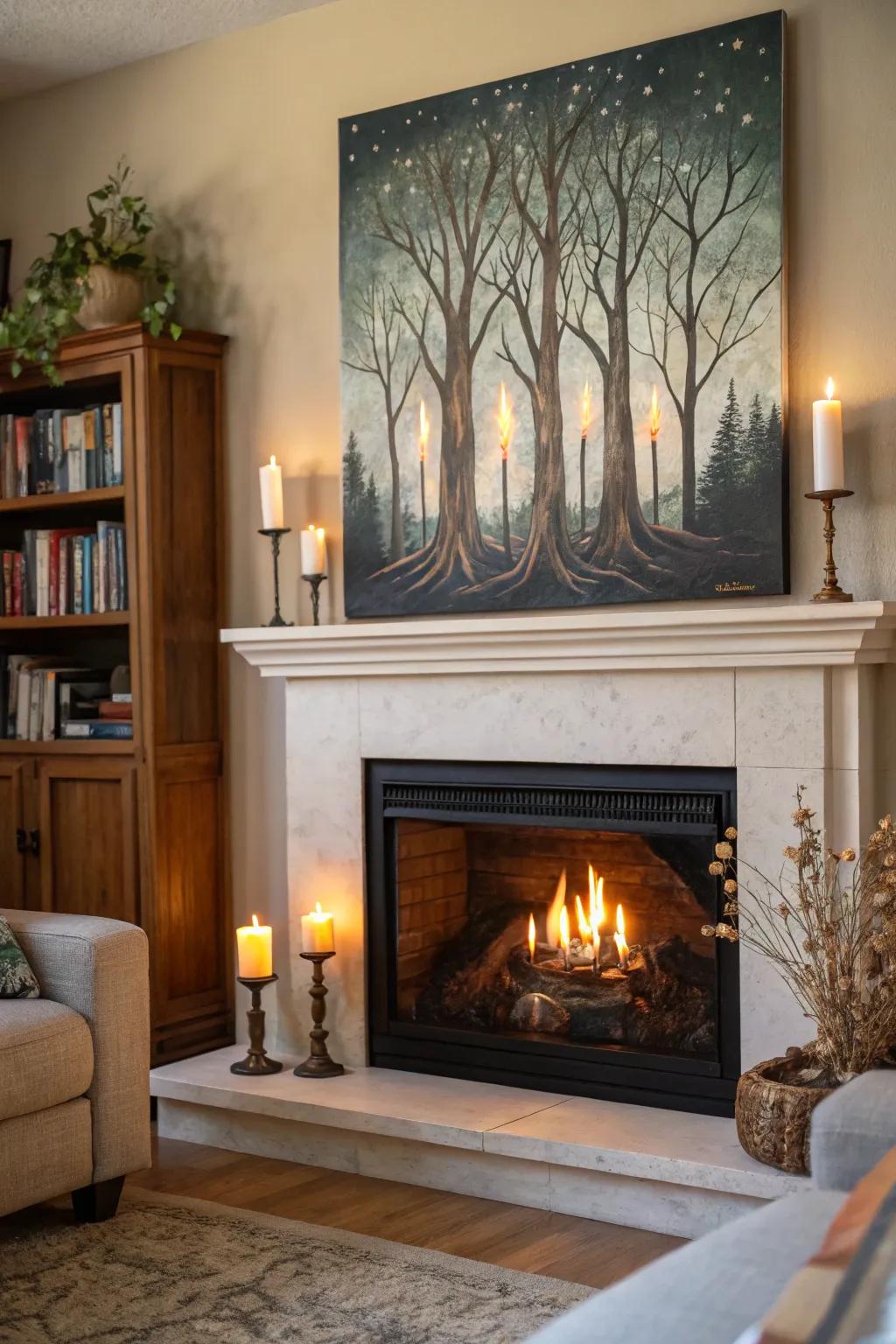 Tapers fade into trees, inspiring feelings of advancement and renewal.