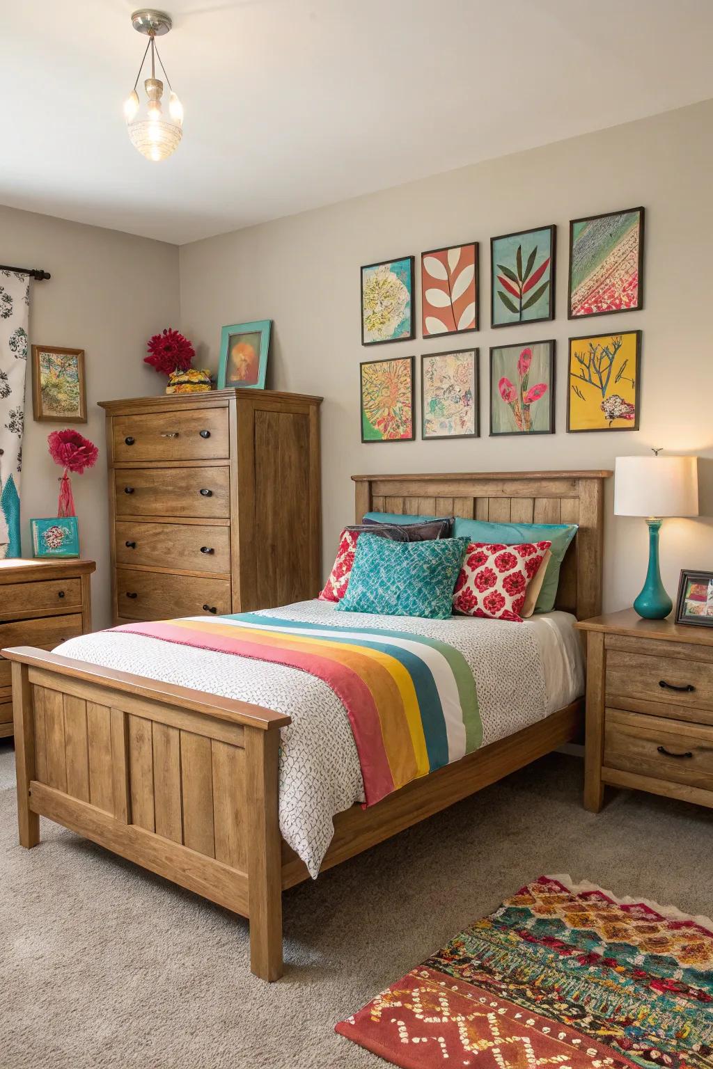 Bright colors give the design an electrifying twist.