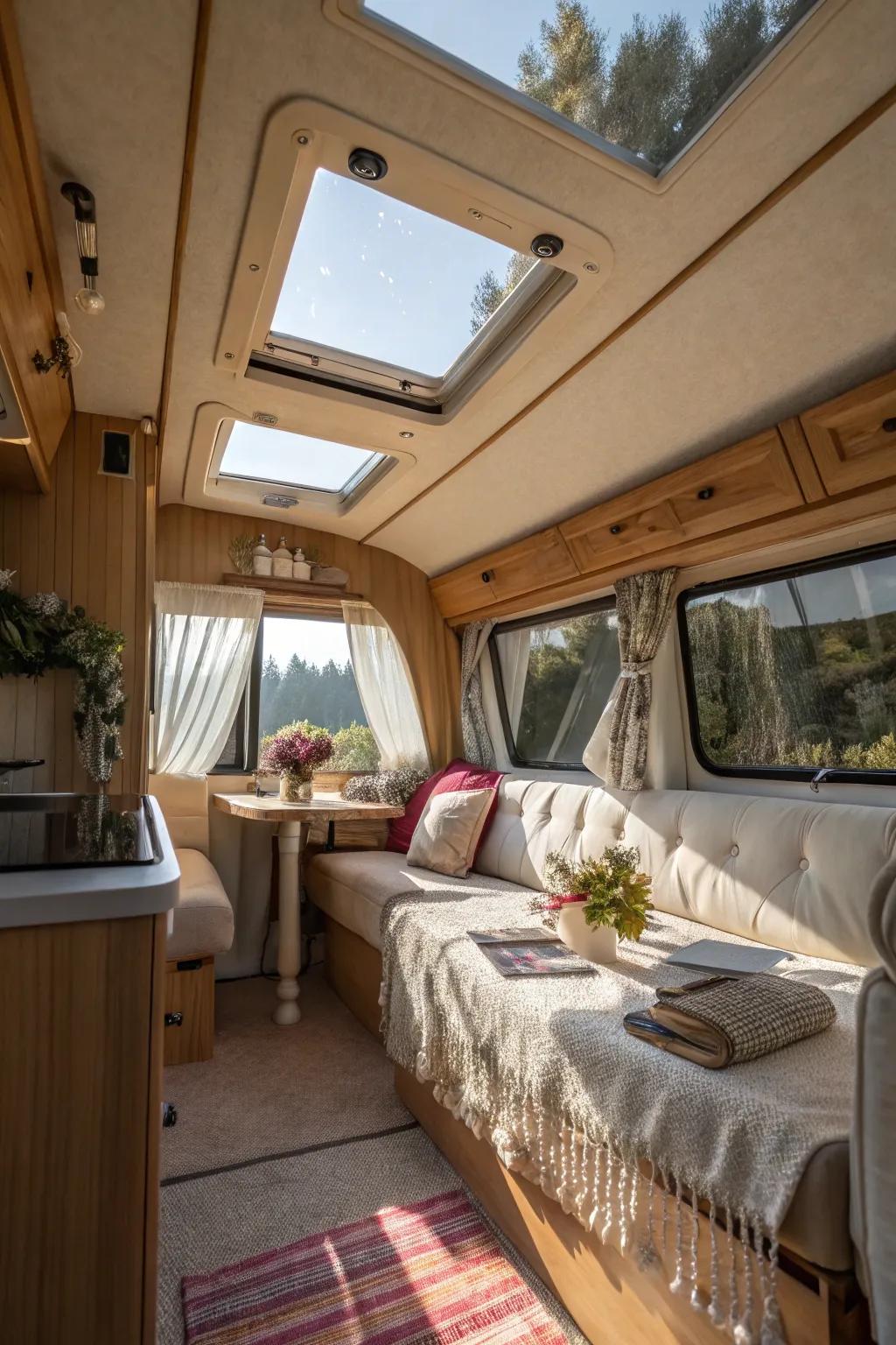 A skylight delivers sunlight and spaciousness.