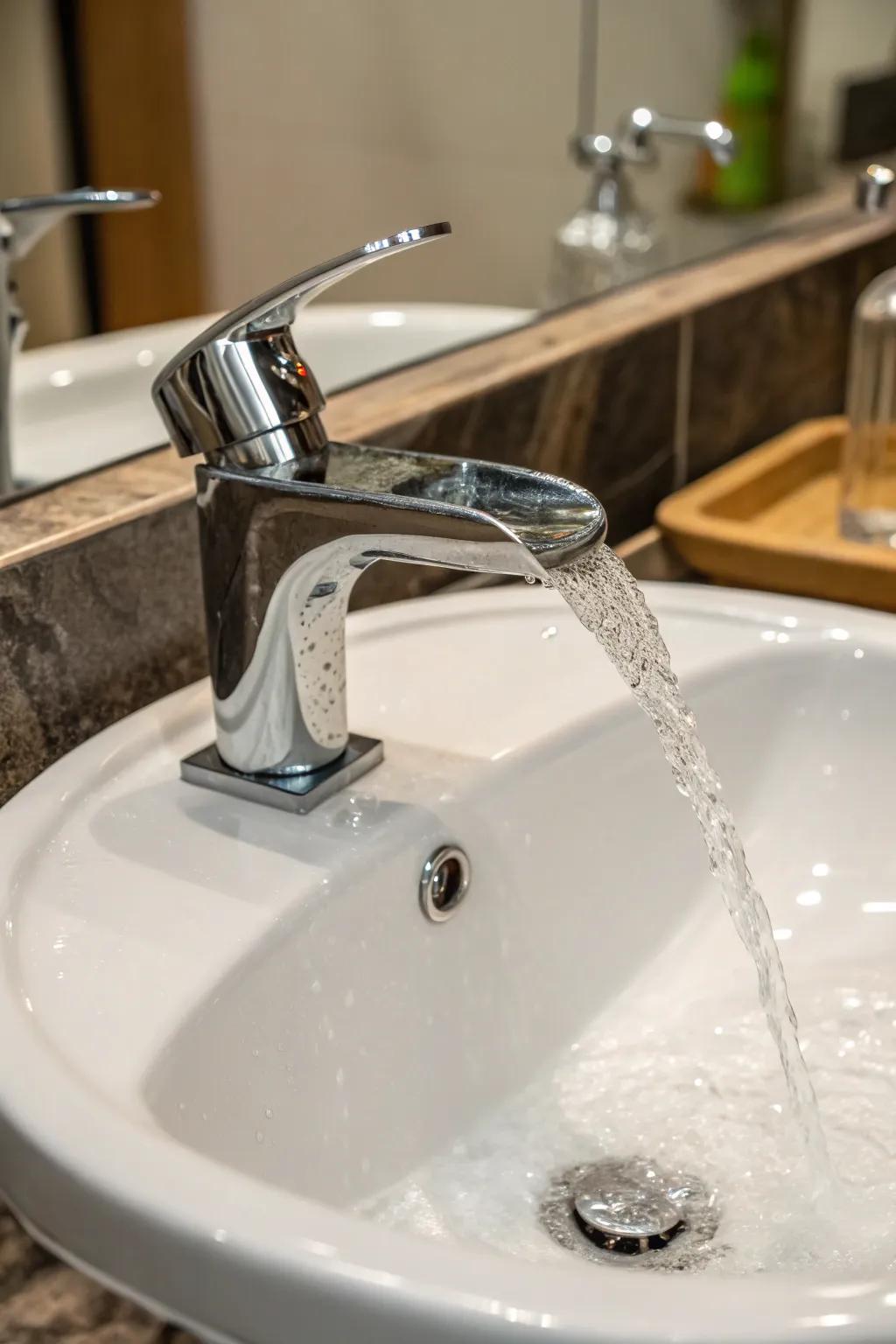 Cascade taps add a touch of luxury and tranquility.