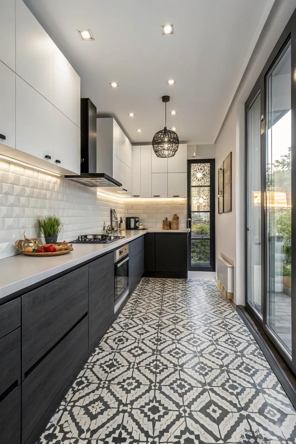 Textured tiles enrich this kitchen with depth and intrigue.