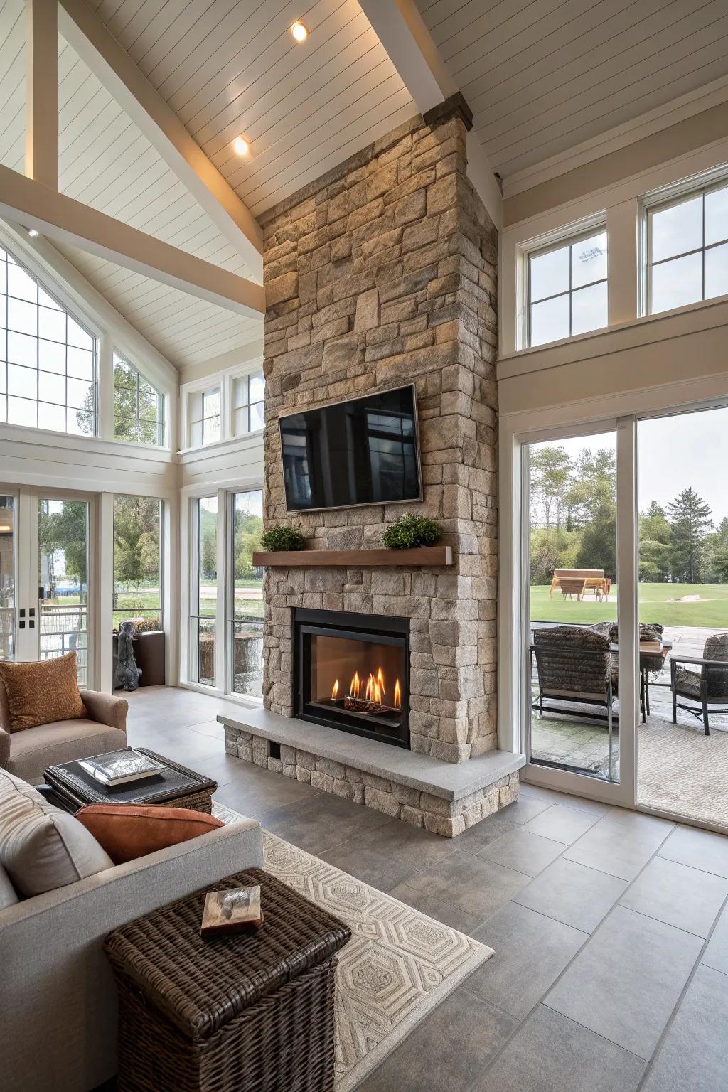 A see-through flame feature provides a singular and useful design aspect.