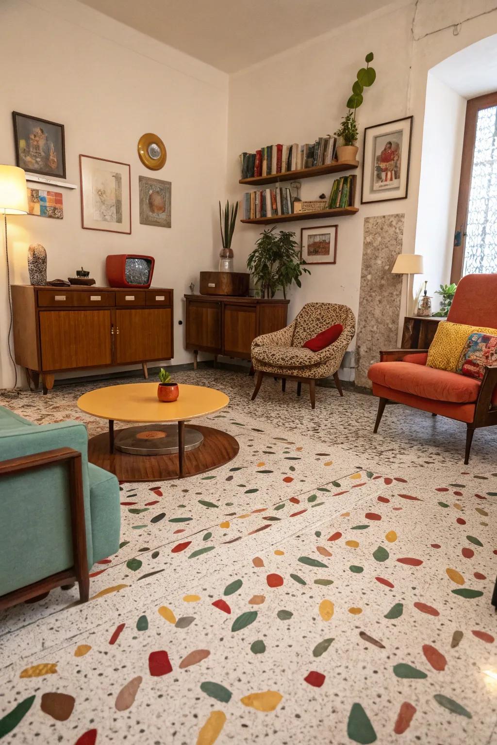 Add a vintage flair with fragmented flooring.