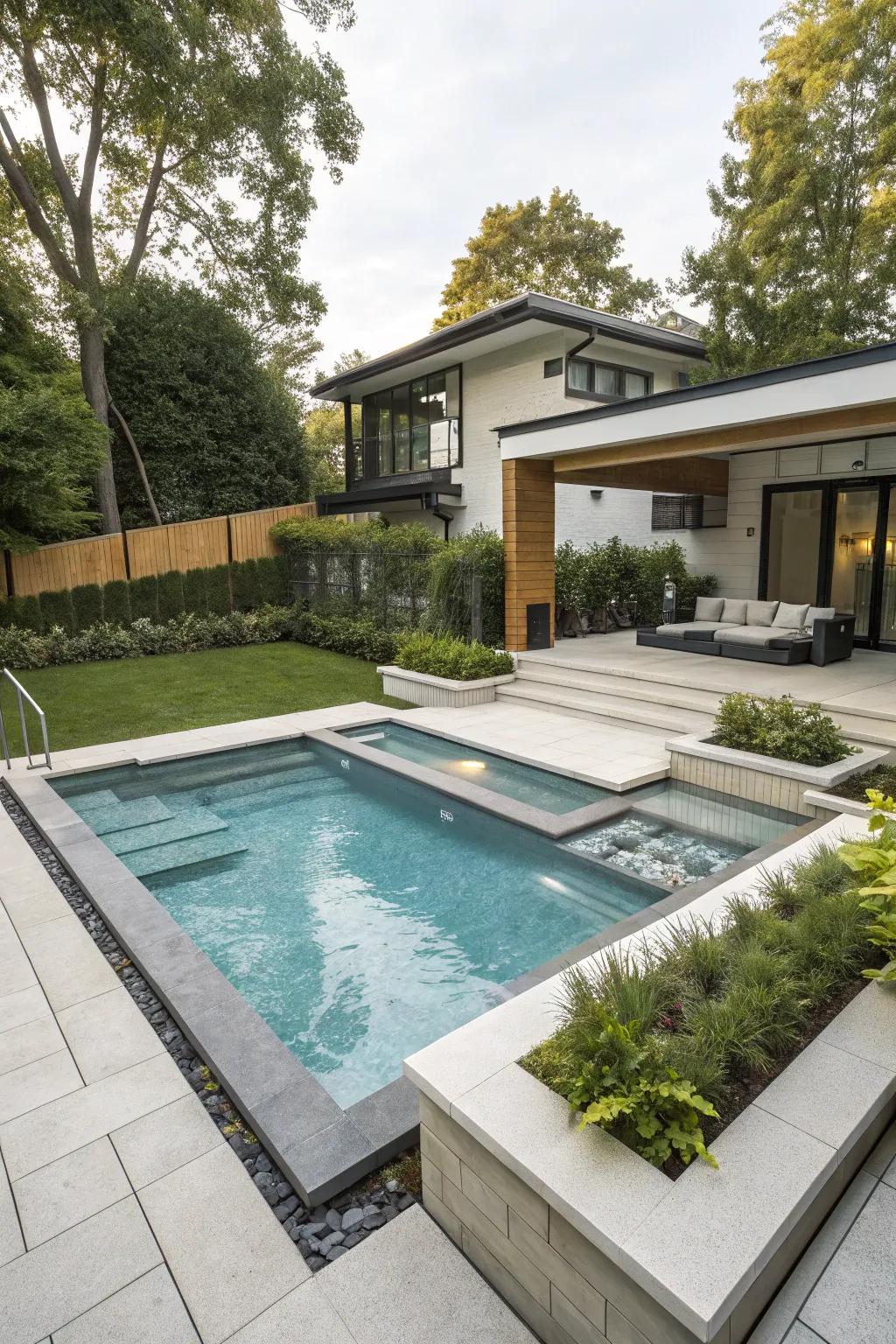 An isolated bath area provides a secluded relaxation space.