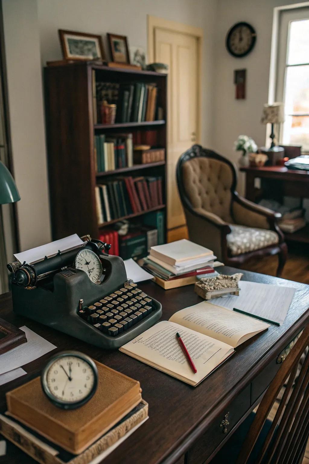 Retro accents give a distinctive appeal to the office space.