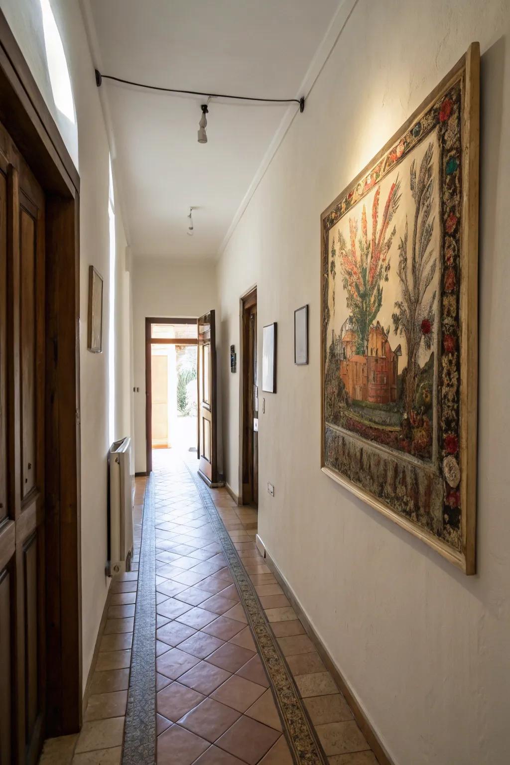 Large-scale art can establish a daring statement within confined spaces.