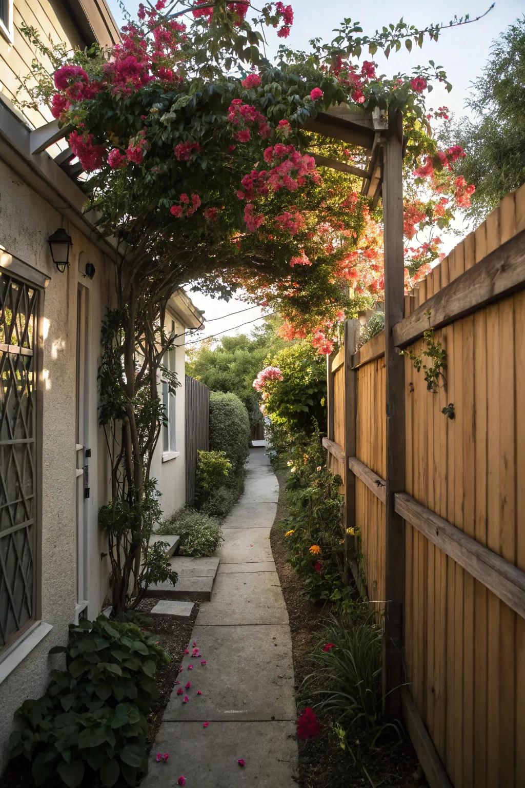 A trellis extends support and aesthetics in a constricted garden.