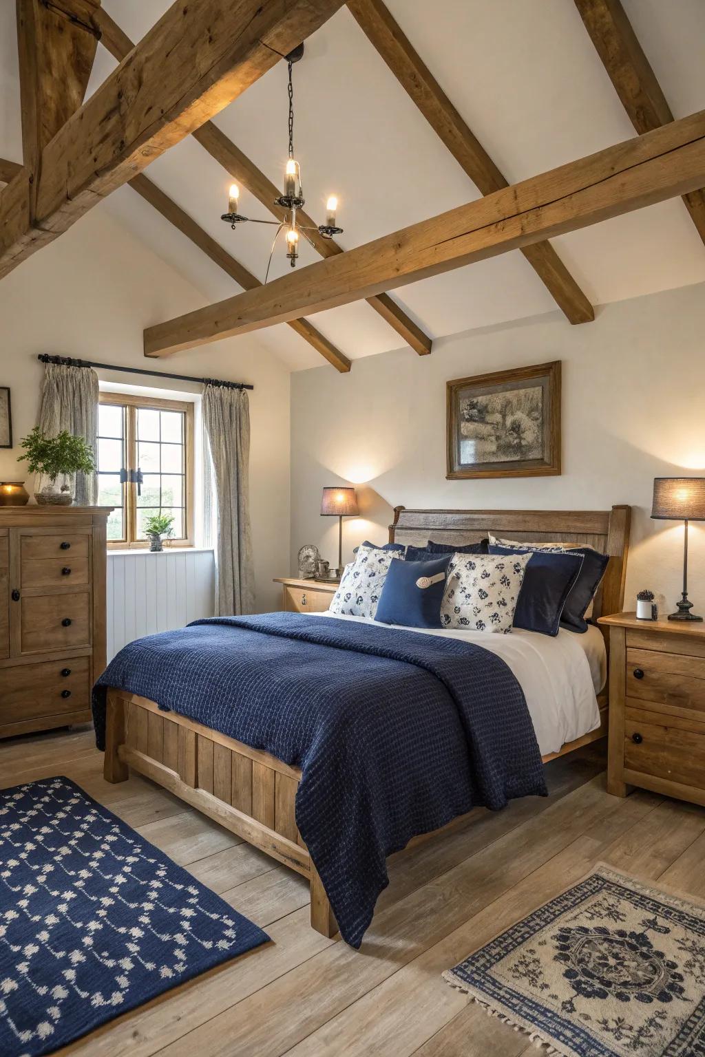 Combine sea blue with rustic charm to cultivate a cozy farmhouse feel.