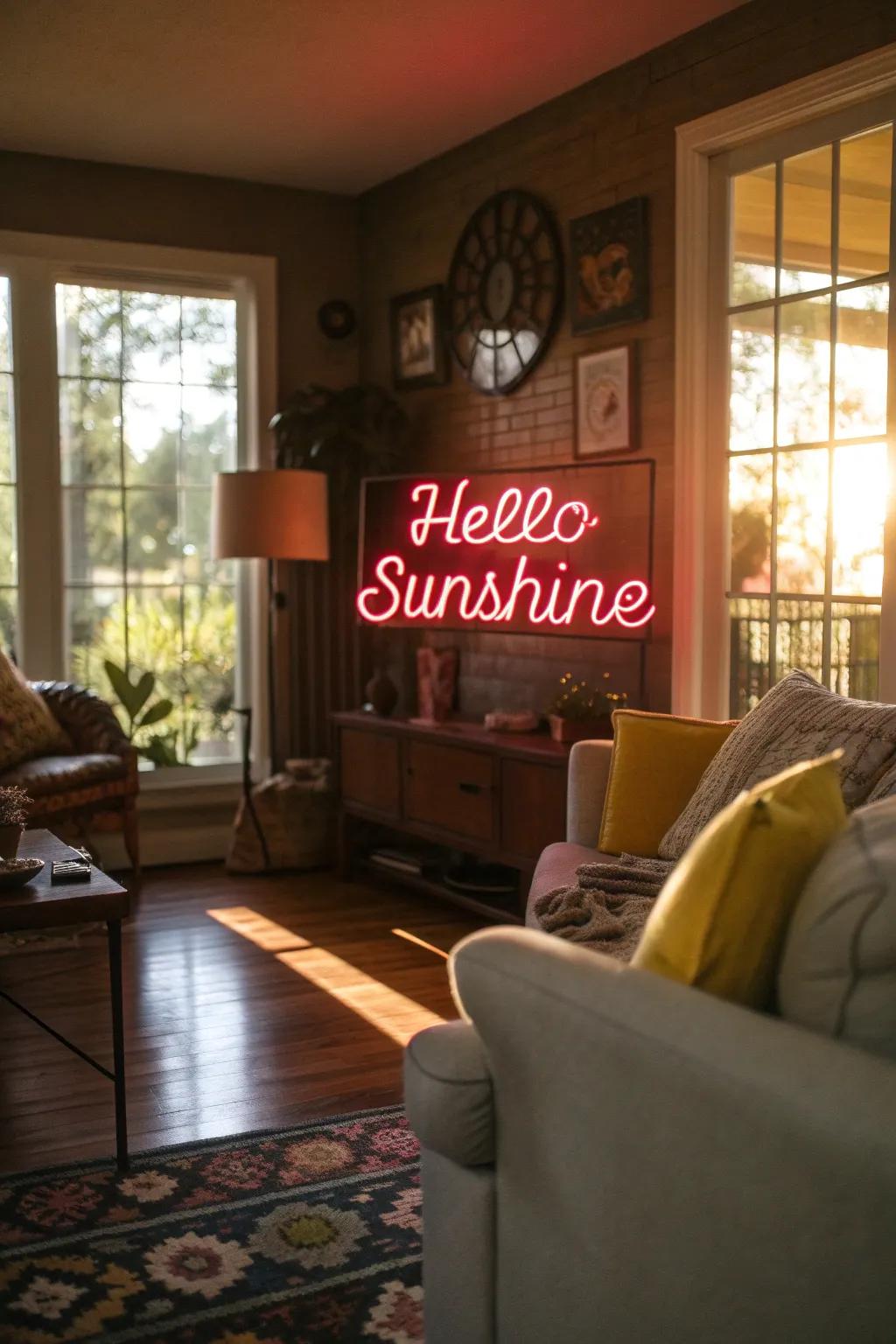 Seasonal neon art brings a fresh mood to home decor.