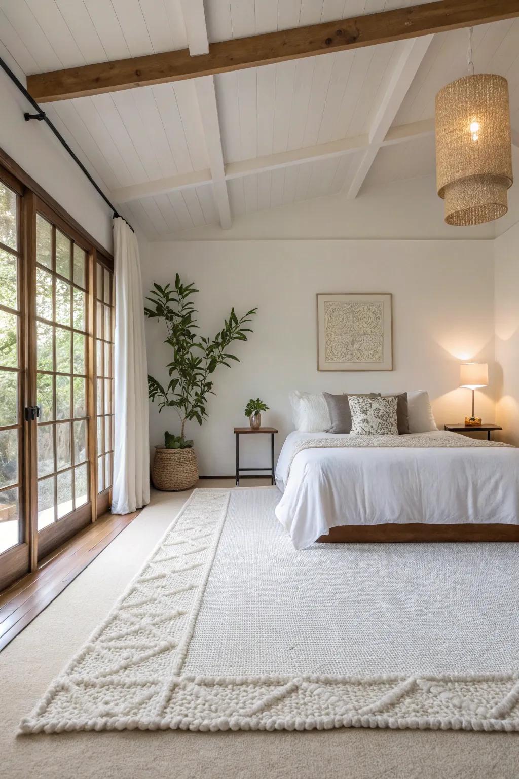 White carpets exude purity and tranquility.