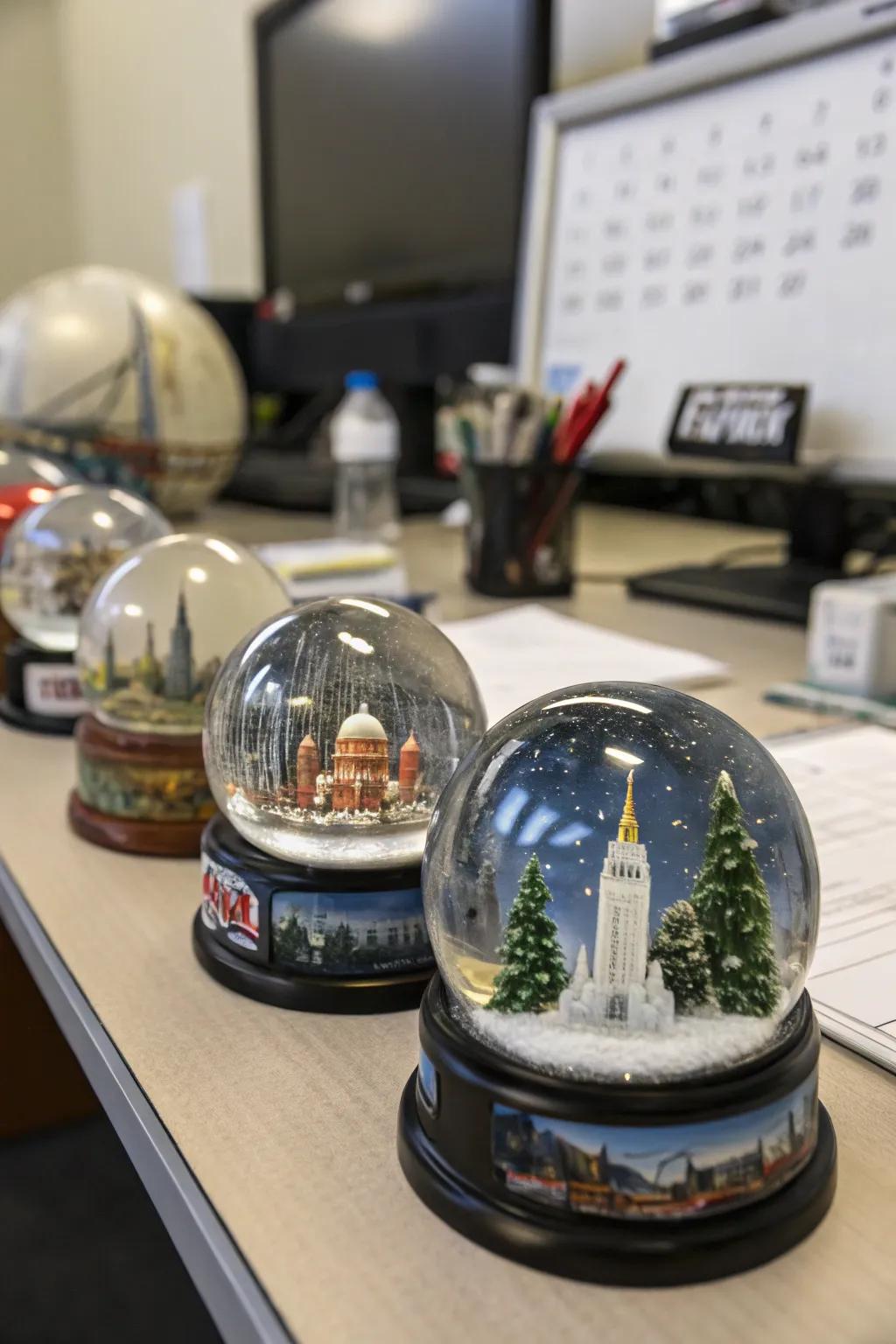 A tiny enclosed blizzard collection contributes a hint of nostalgia and whimsy.