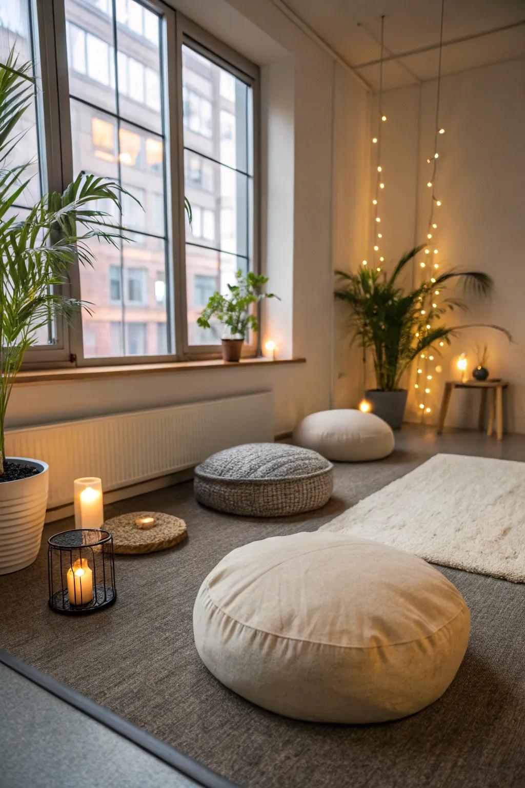 A thinking corner gives a quiet space for mindfulness and relaxation.