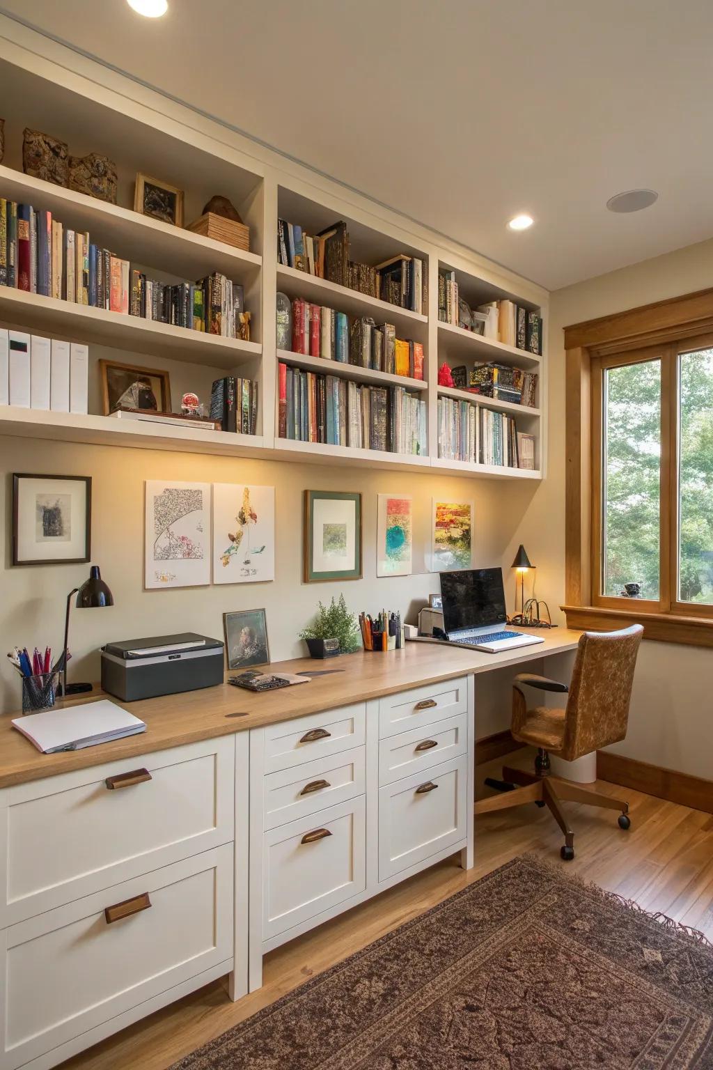 Built-in shelves blend functionality with a beautiful look.
