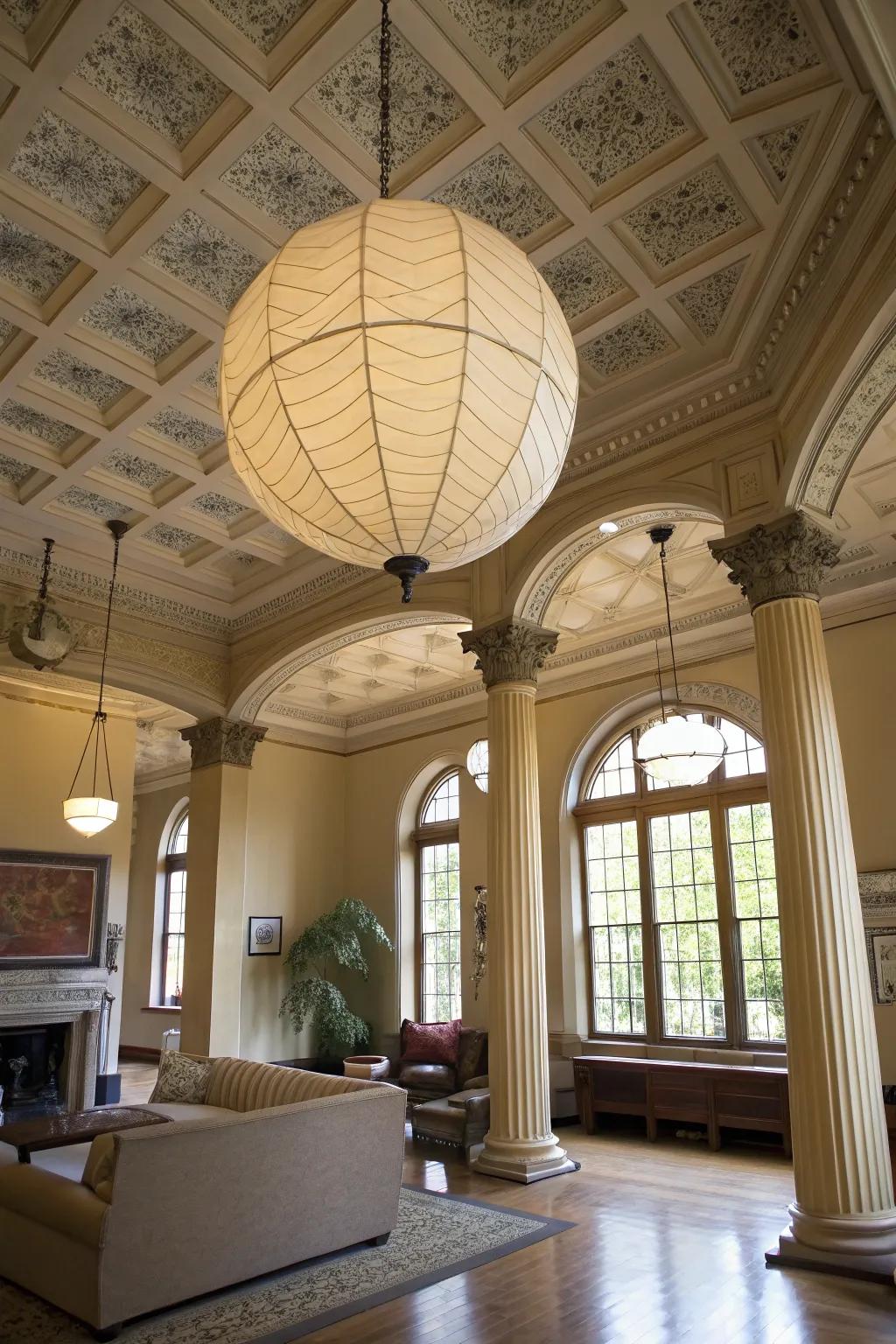 Architectural features enhanced by strategic lighting.