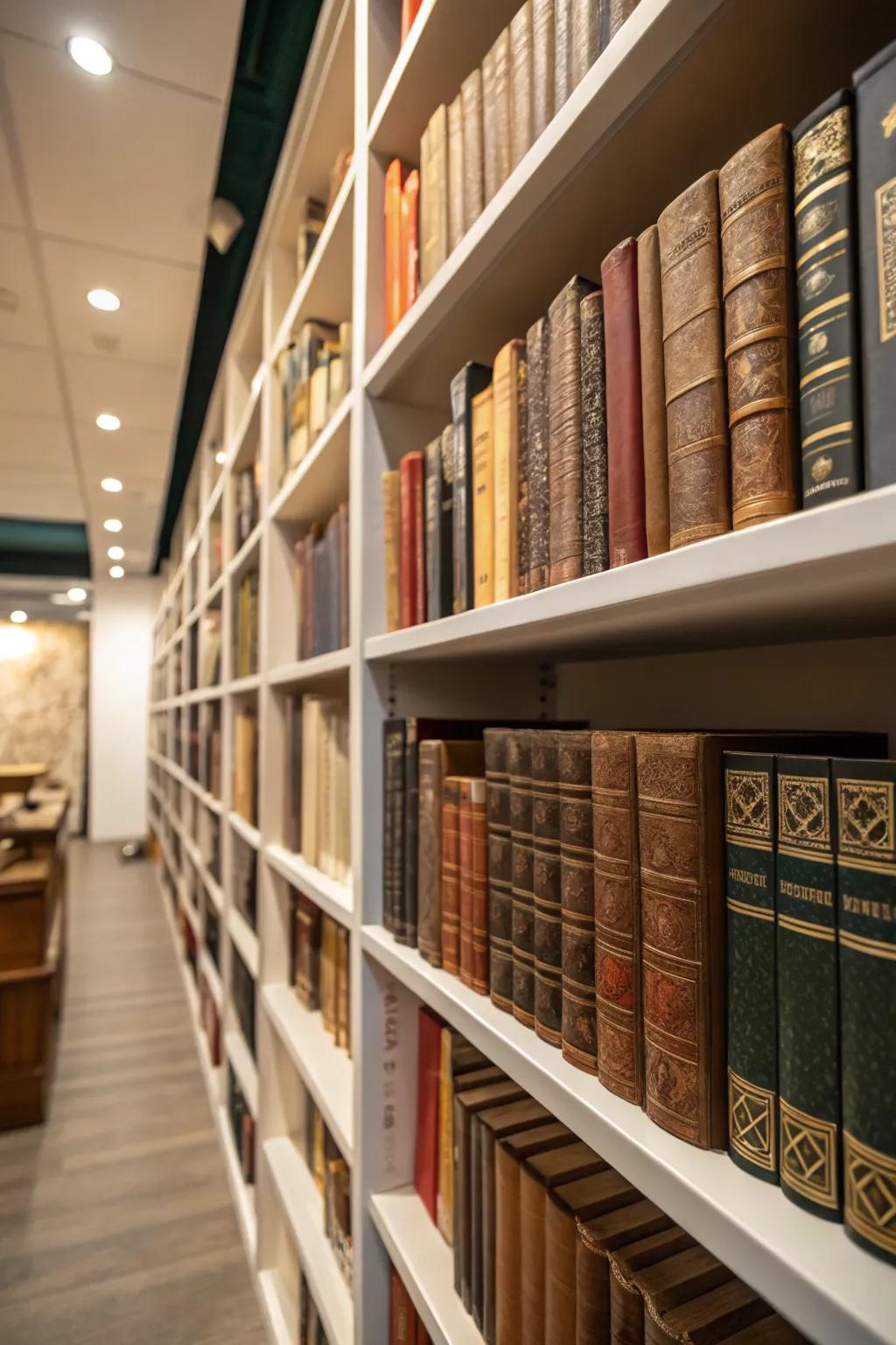 Inventive book arrangements bring interest to shelves