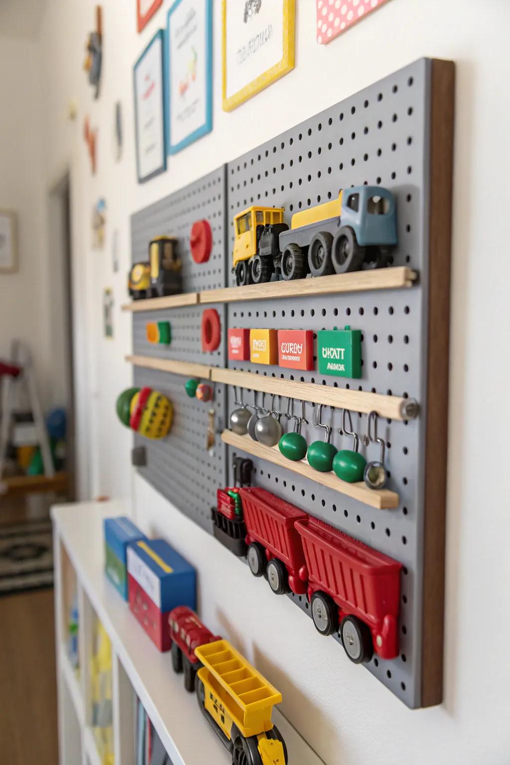 Magnetic strips turn toys into decor.