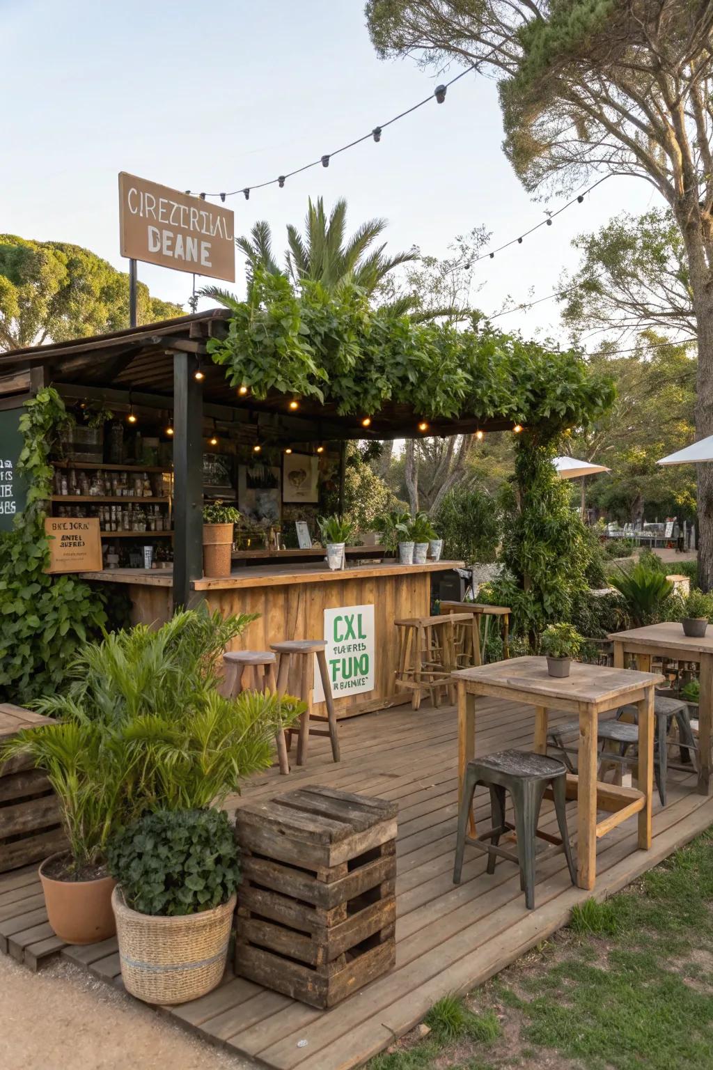 An eco-conscious java station crafted from upcycled materials.