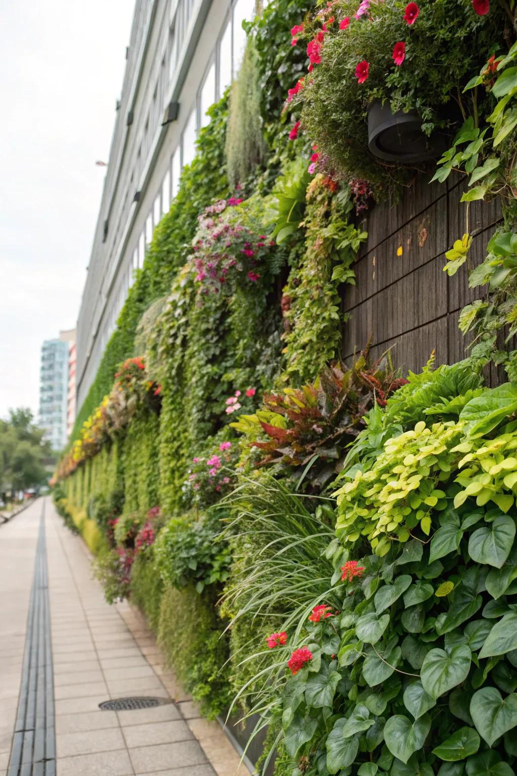 An elevated garden crafting a lush green backdrop.