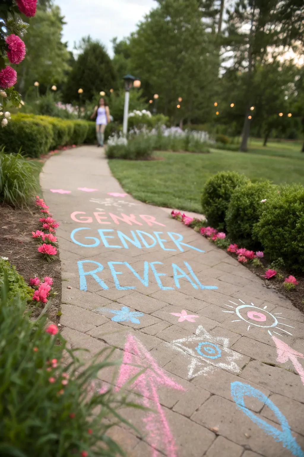 A chalk art pathway provides an innovative journey to the big reveal.