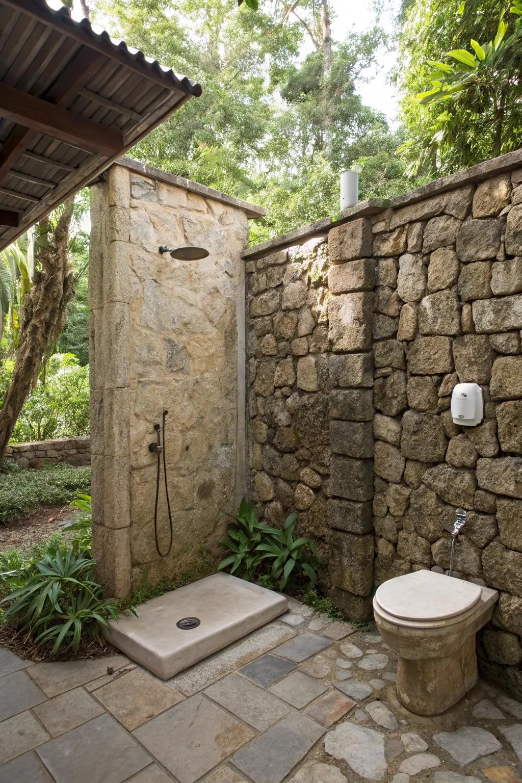 Create a statement through a stunning enclosure made of stone walls.