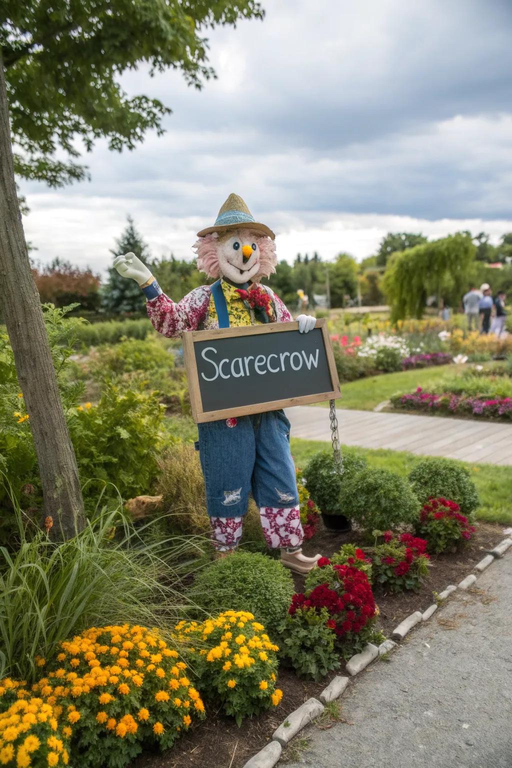 A quirky scarecrow spot invites attendees to communicate their gratitude.