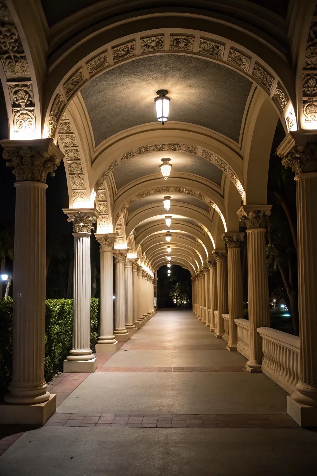 Downlighting highlights architecture beautifully.