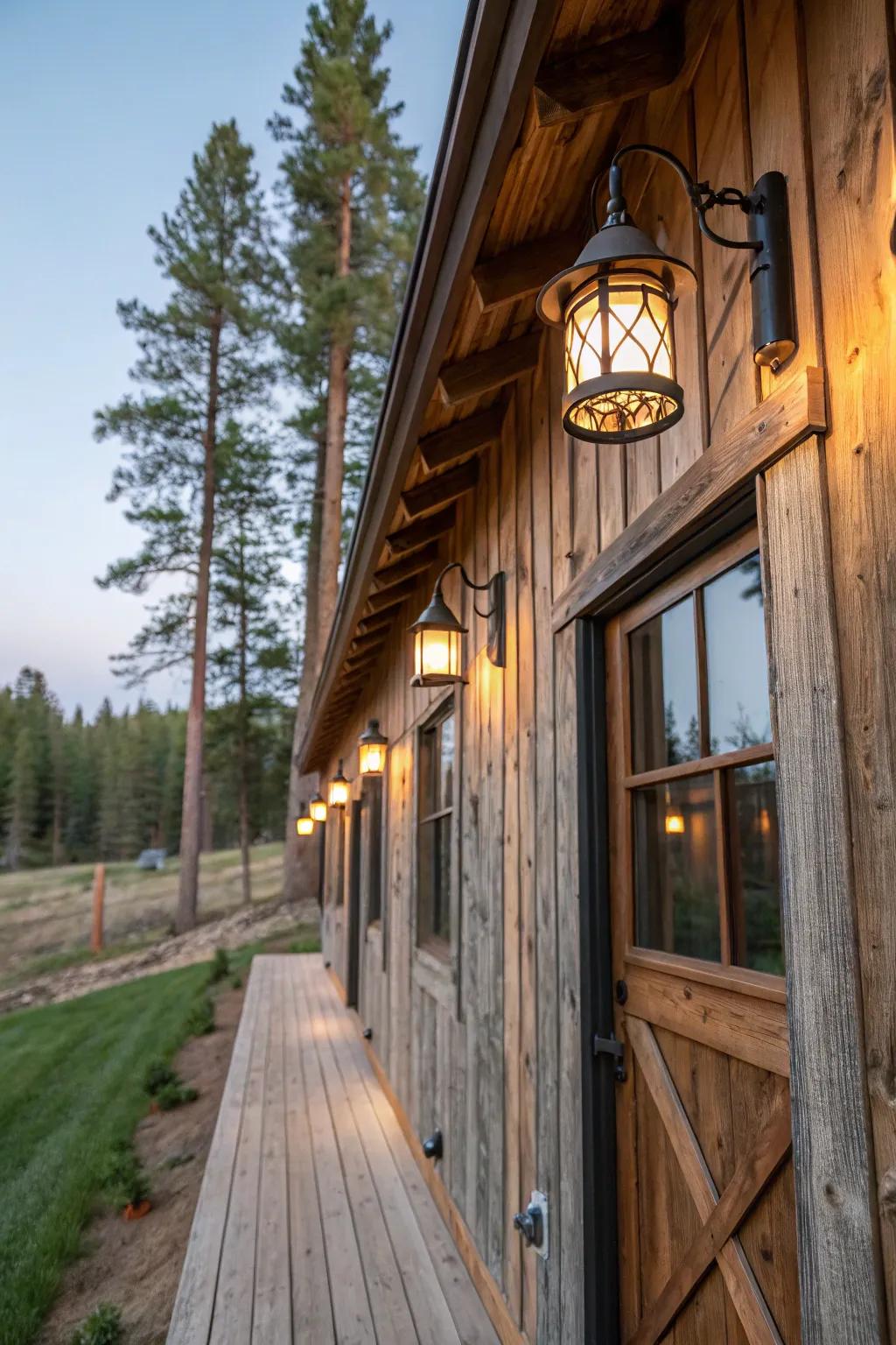 Wooden accents add natural charm to lighting fixtures.