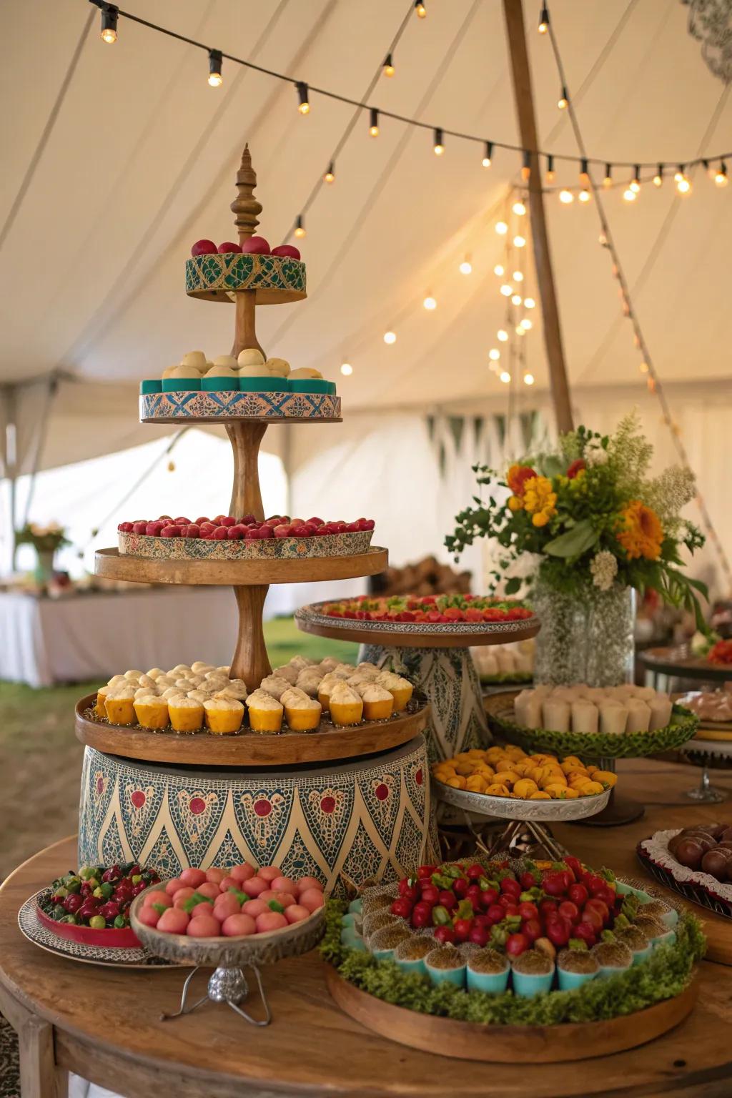 Creative food displays add flavor to the design.