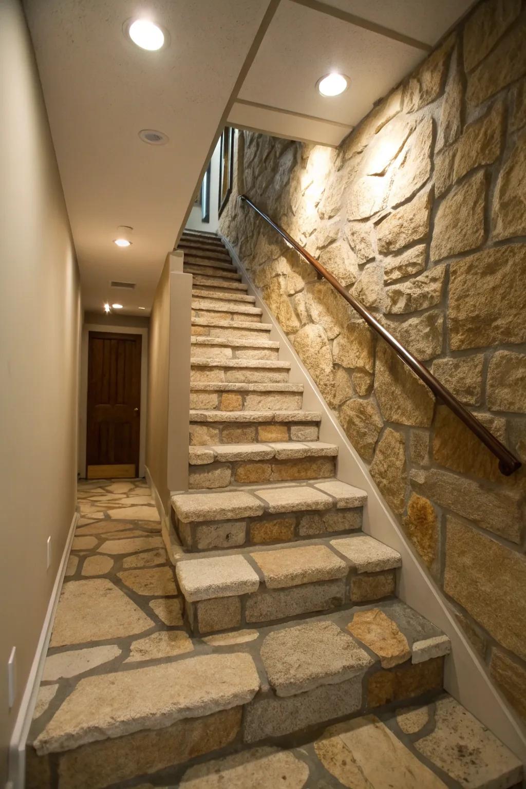Use textures that resemble stone or wood to connect with nature.